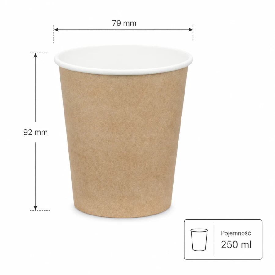 Kubek papierowy kraft 250 ml fi 79 mm - 50 sztuk