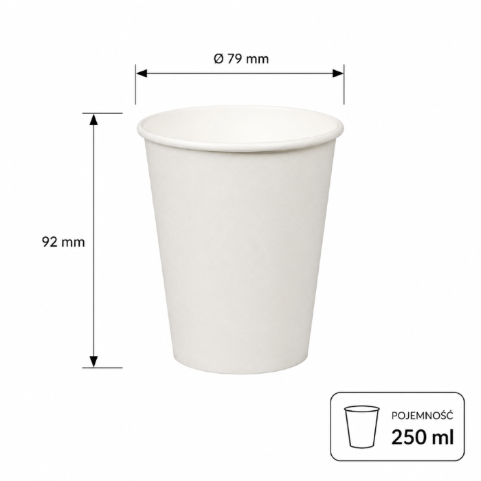 Kubek papierowy biały 250 ml fi 79 mm - 50 sztuk