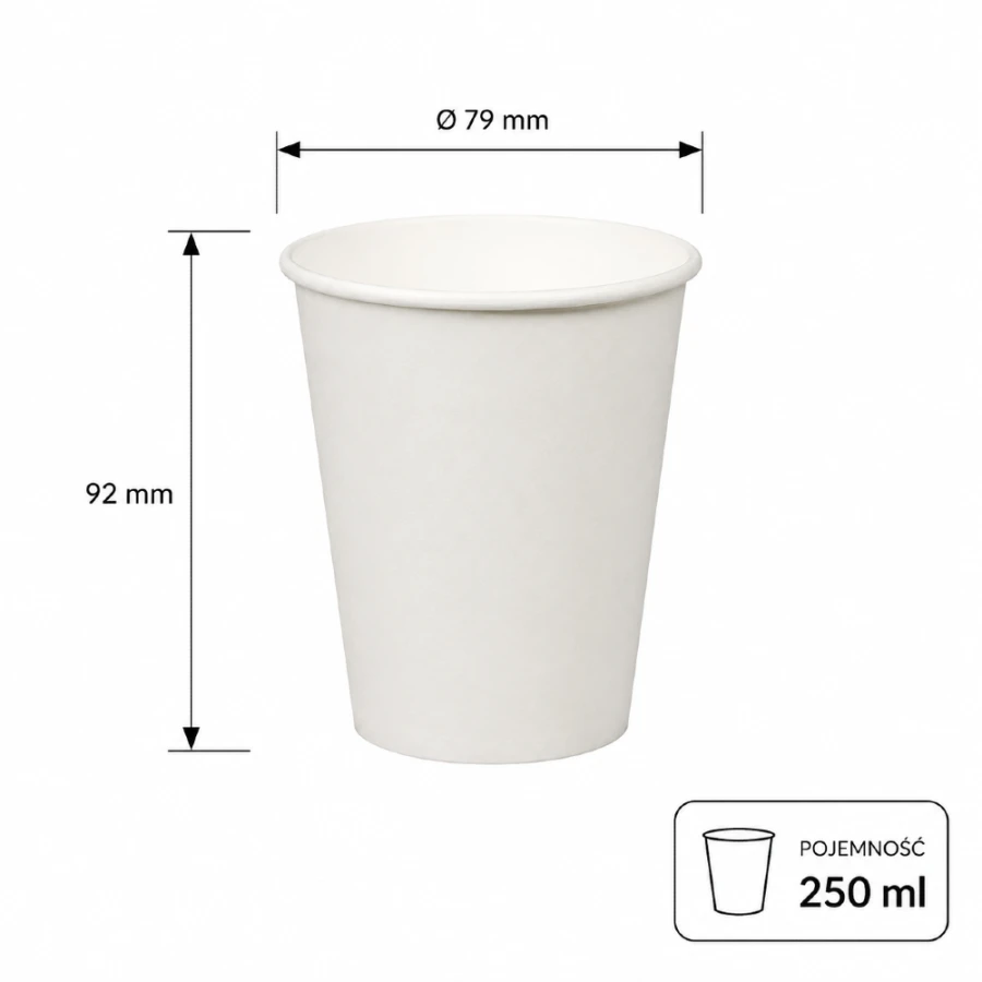 Kubek papierowy biały 250 ml fi 79 mm - 50 sztuk