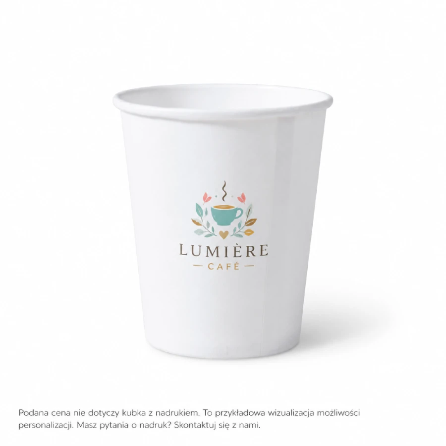 Kubek papierowy, biały, fi 90 mm, 300 ml - 50 sztuk