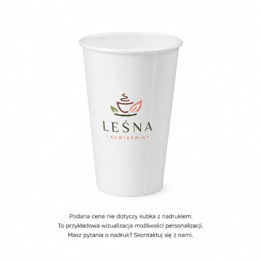 Kubek papierowy biały, fi 90 mm, 500 ml - 50 sztuk