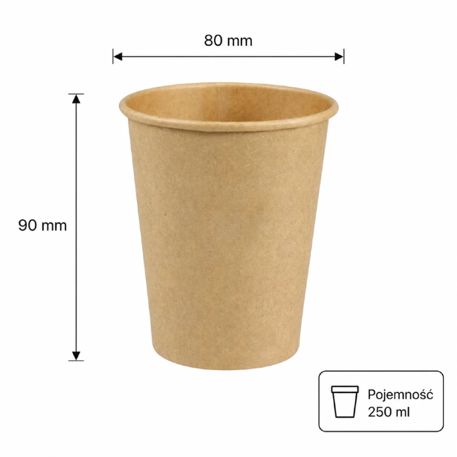 Kubek papierowy kraft, ekologiczny, 250 ml - 100 sztuk