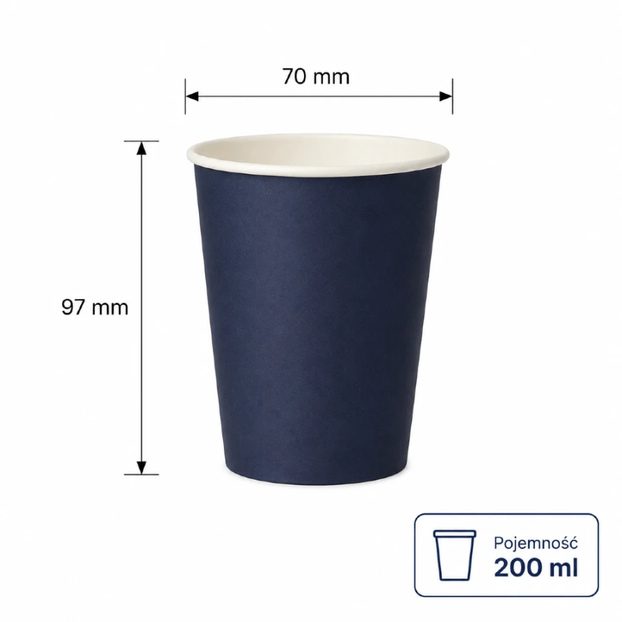 Kubki z papieru ciemnoniebieskie, fi 70 mm 0,2L - 20 sztuk
