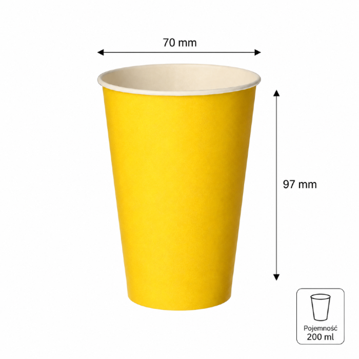 Kubki z papieru żółte, fi 70 mm 0,2L - 20 sztuk