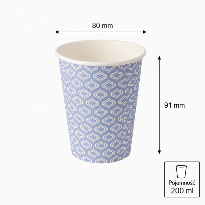 Kubki z papieru Blue Drop, fi 80 mm 0,2L - 20 sztuk