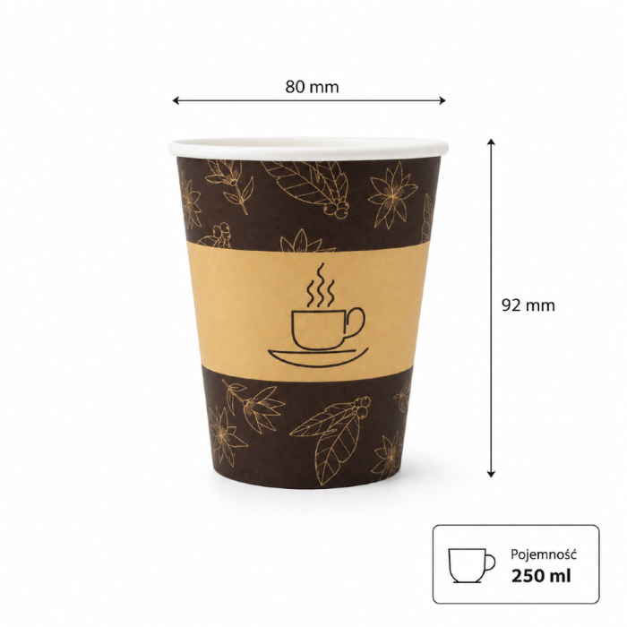 Kubek papierowy 250 ml, z nadrukiem - 50 sztuk
