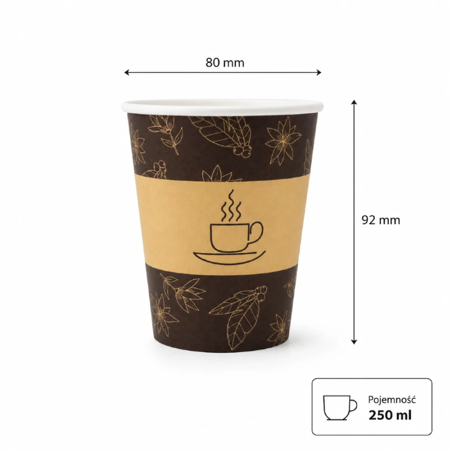 Kubek papierowy 250 ml, z nadrukiem - 50 sztuk