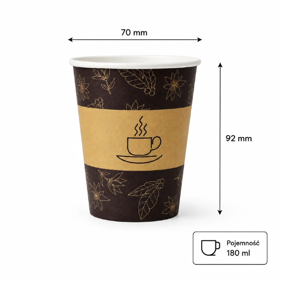 Kubek papierowy 180 ml, z nadrukiem - 50 sztuk