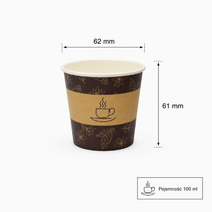 Kubek papierowy 100 ml, z nadrukiem - 50 sztuk