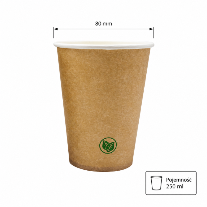 Kubek papierowy 250 ml, kraft - 50 sztuk