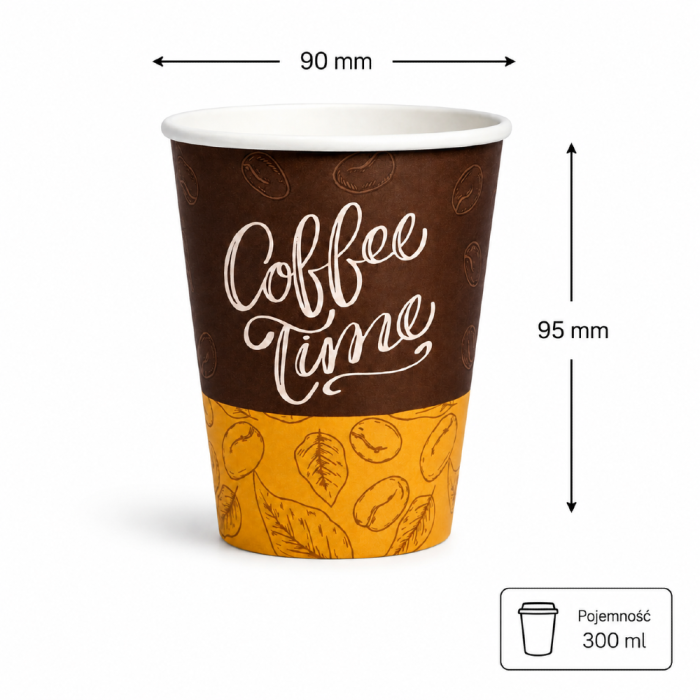 Kubek papierowy z nadrukiem 300 ml fi 90 mm - 50 sztuk