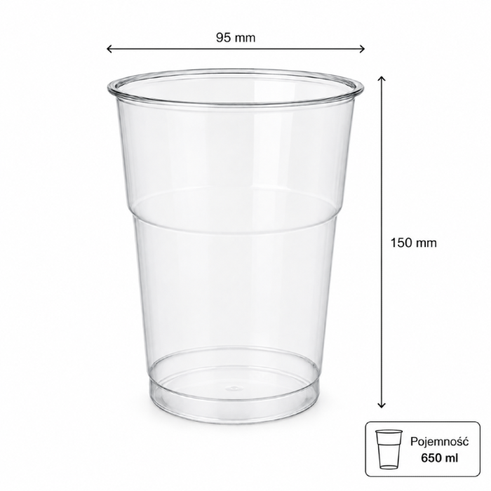 Kubek przezroczysty PET shake 500/650 ml fi 95 mm - 50 sztuk