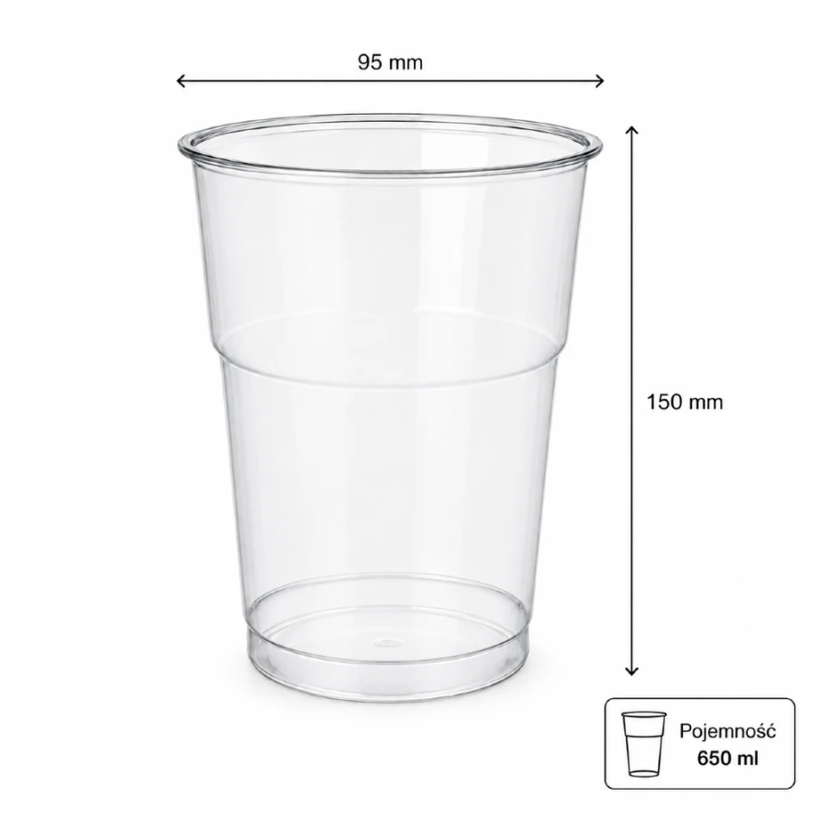 Kubek przezroczysty PET shake 500/650 ml fi 95 mm - 50 sztuk