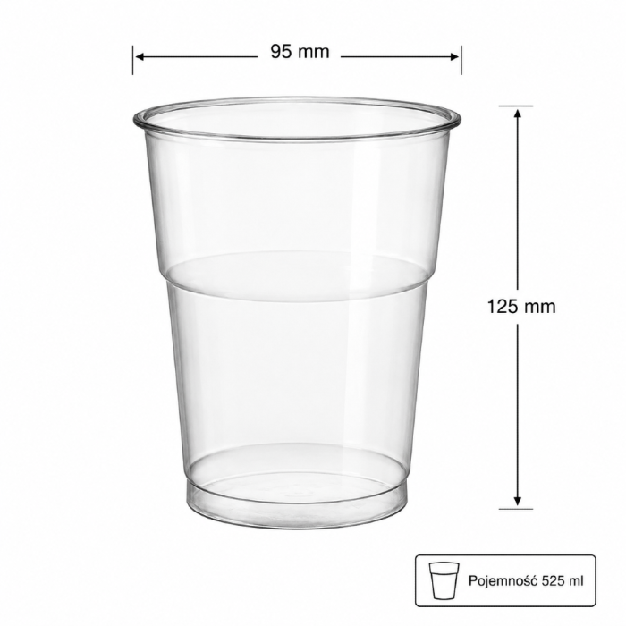 Kubek przezroczysty PET shake 400/525 ml fi 95 mm - 50 sztuk