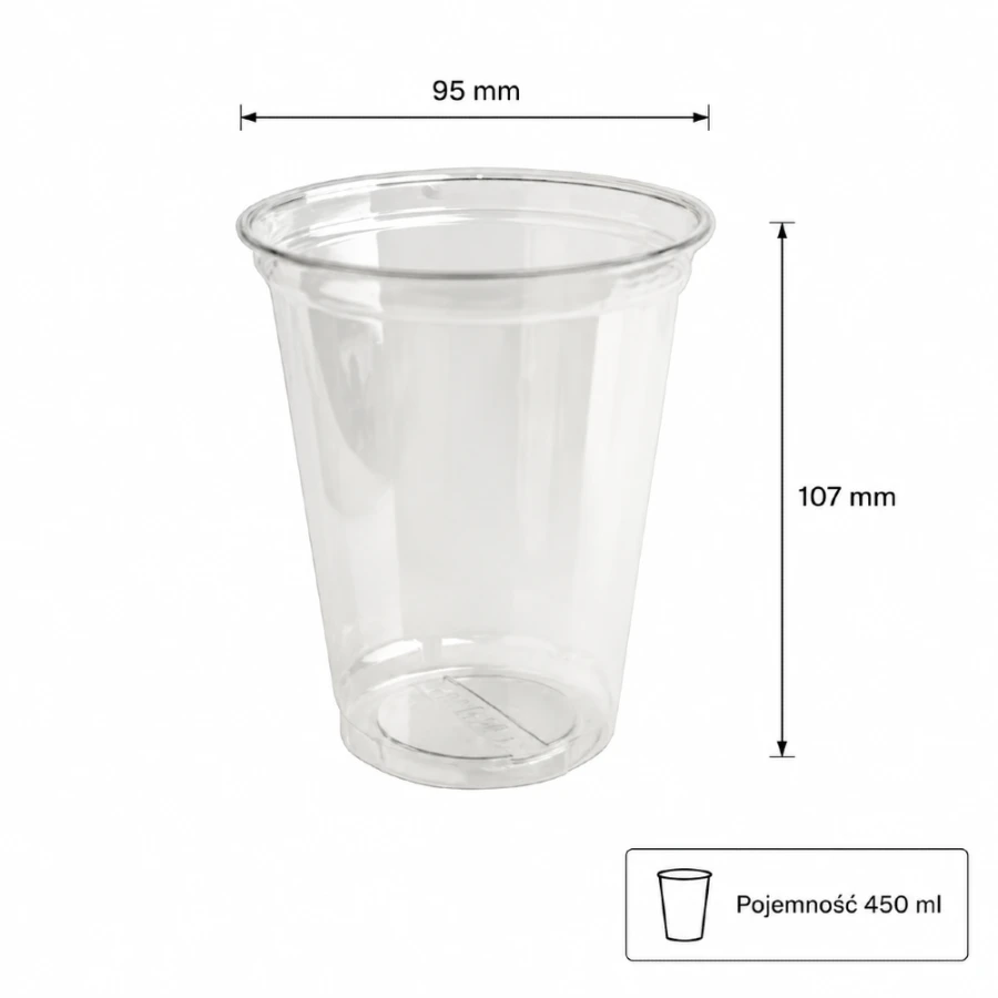 Kubek do napojów zimnych Shake 300/450 ml PET fi 95 mm przezroczysty - 50 sztuk