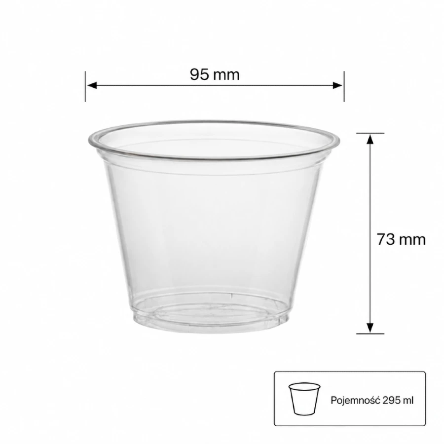 Kubek do napojów zimnych Shake 200/295 ml PET fi 95 mm przezroczysty - 50 sztuk
