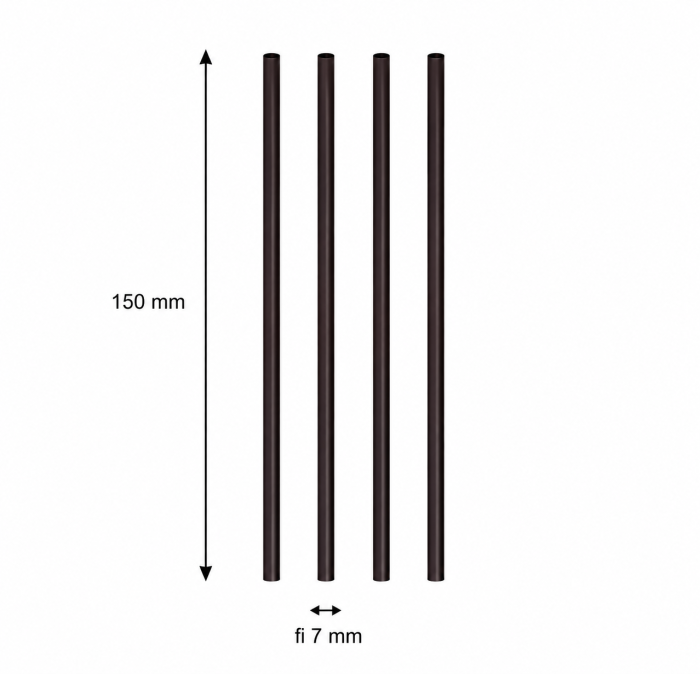 Słomka wielorazowego użytku PP czarna 150 mm fi 7 mm - 500 sztuk