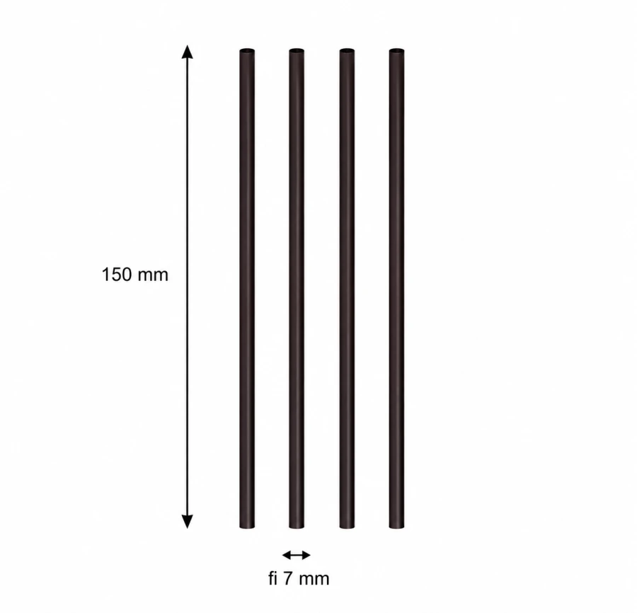 Słomka wielorazowego użytku PP czarna 150 mm fi 7 mm - 500 sztuk