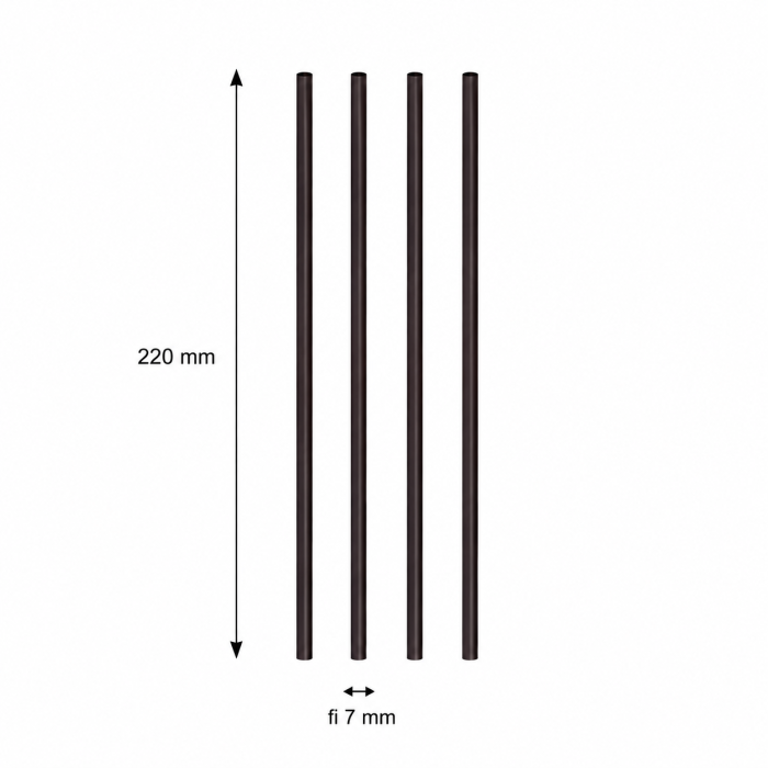 Słomka wielorazowego użytku PP czarna 220 mm fi 7 mm - 500 sztuk