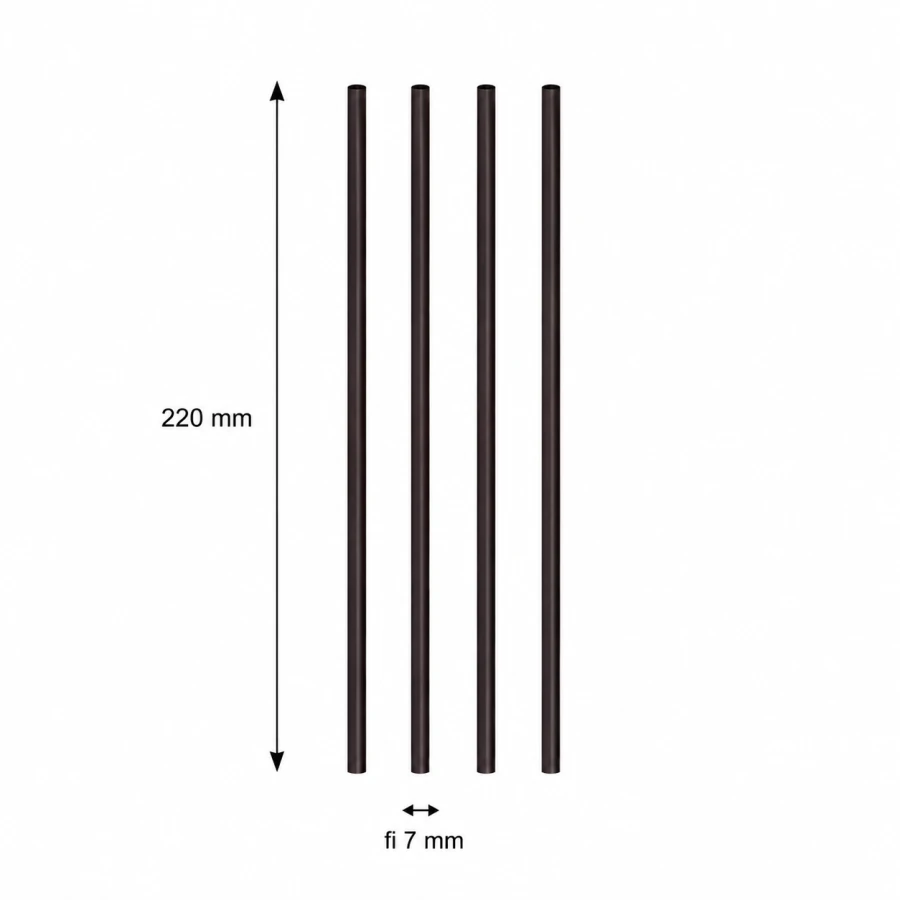 Słomka wielorazowego użytku PP czarna 220 mm fi 7 mm - 500 sztuk