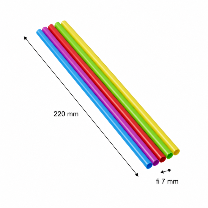 Słomka wielorazowego użytku PP mix kolorów 220 mm fi 7 mm - 500 sztuk