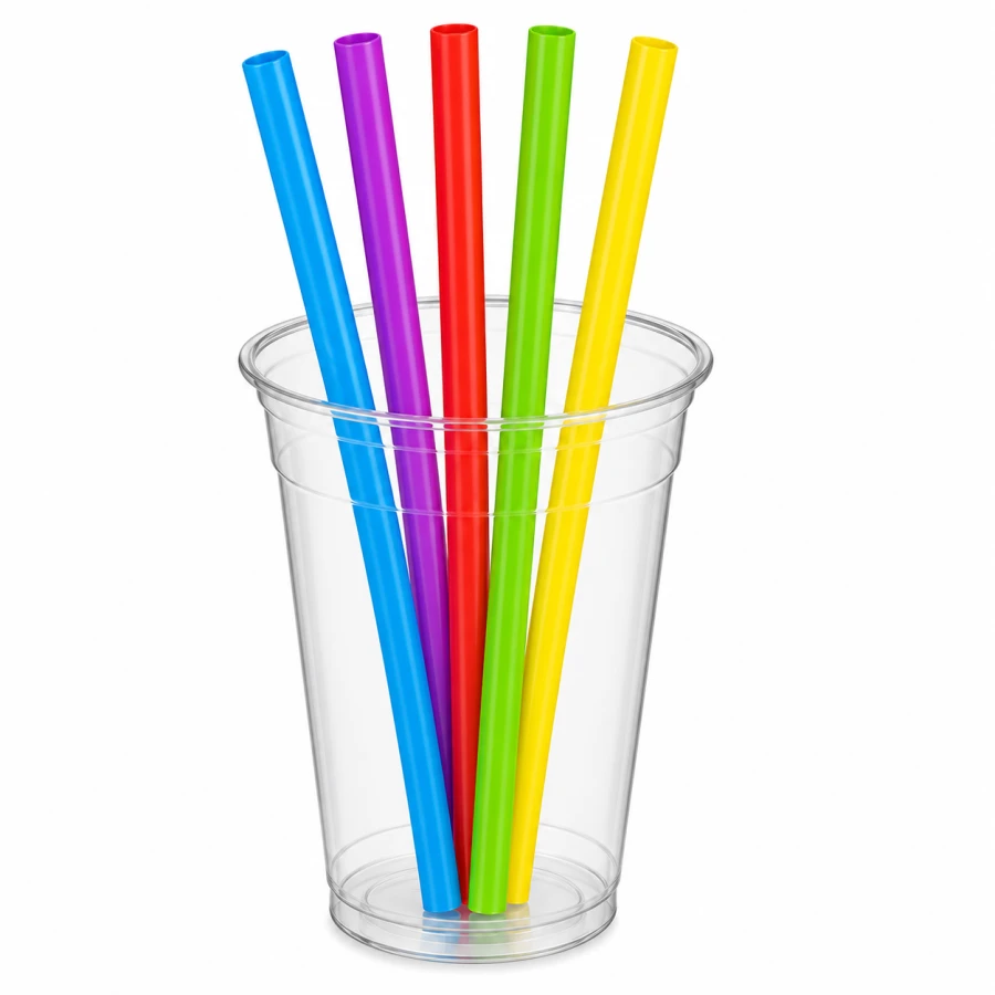 Słomka wielorazowego użytku do bubble tea ścięte PP mix kolorów 200 mm fi 12 mm - 200 sztuk