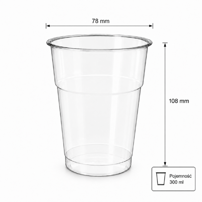 Kubek przezroczysty PET shake 250/300 ml fi 78 mm - 50 sztuk