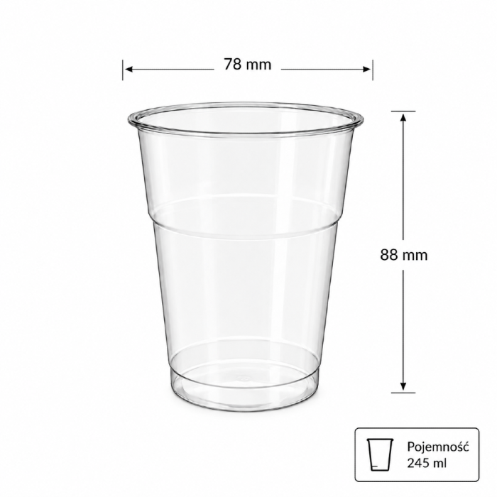 Kubek przezroczysty PET shake 250/300 ml fi 78 mm - 50 sztuk