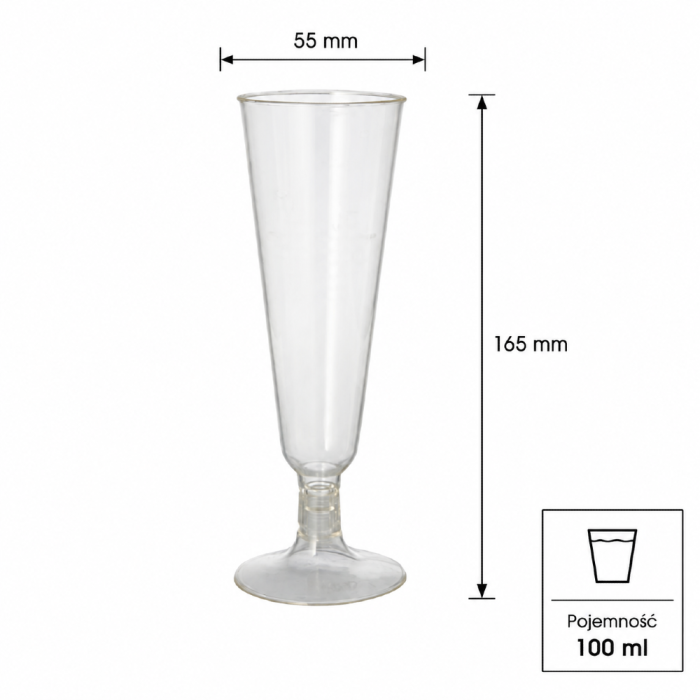 Kieliszek do wina musującego 100 ml PLA - 24 sztuki