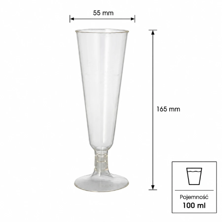Kieliszek do wina musującego 100 ml PLA - 24 sztuki