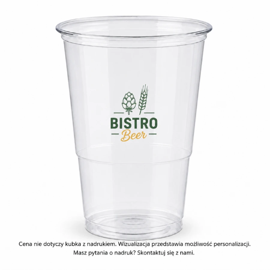 Kubek do piwa PP 400 ml fi 95 mm transparentny - 50 sztuk