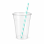 Słomka papierowa turkusowe paski 210 mm fi 8 mm - 250 sztuk