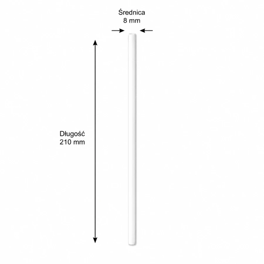 Słomka papierowa biała 210 mm fi 8 mm - 250 sztuk
