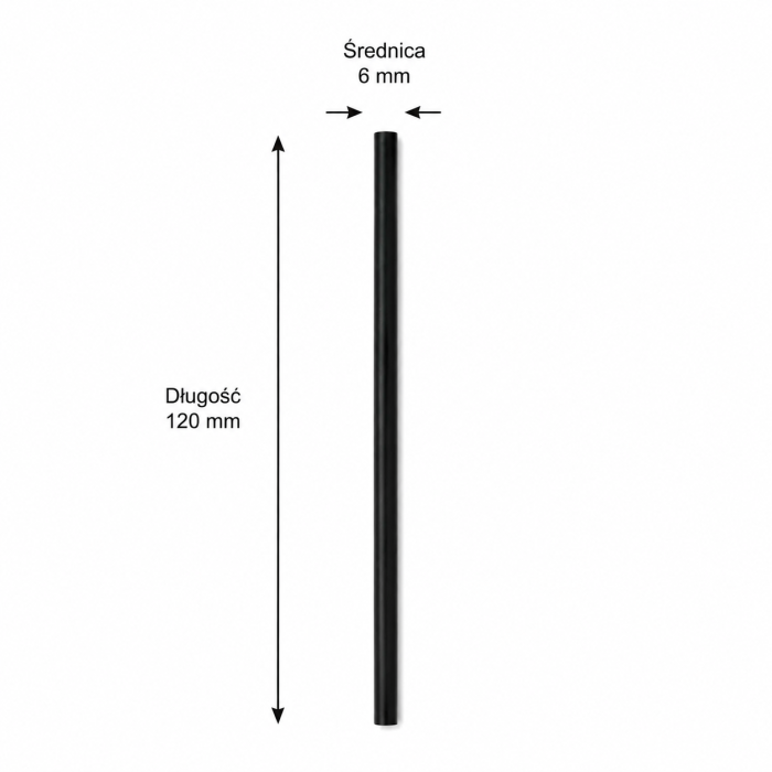 Słomka papierowa czarna 120 mm fi 6 mm - 250 sztuk