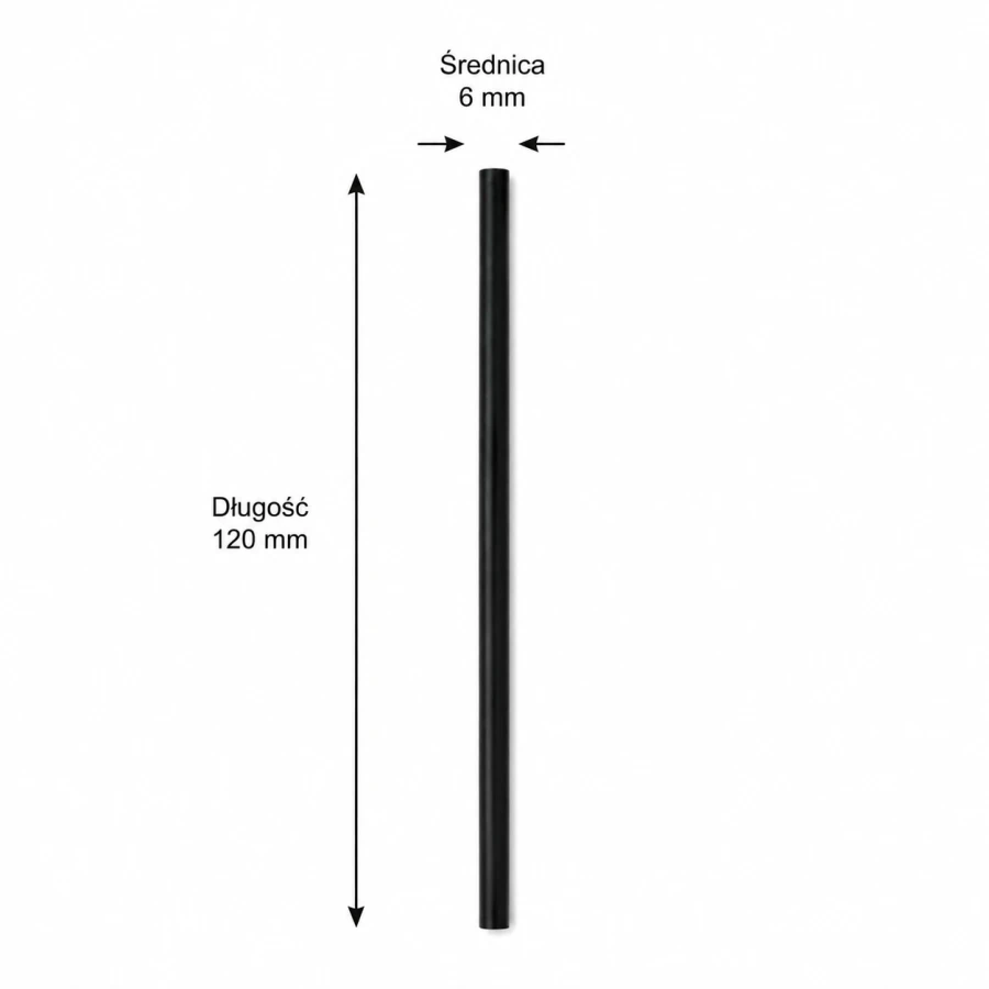 Słomka papierowa czarna 120 mm fi 6 mm - 250 sztuk
