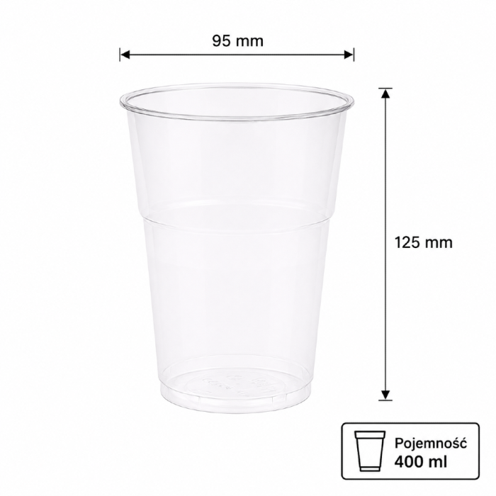 Kubek przezroczysty PET 400 ml fi 95 mm - 50 sztuk