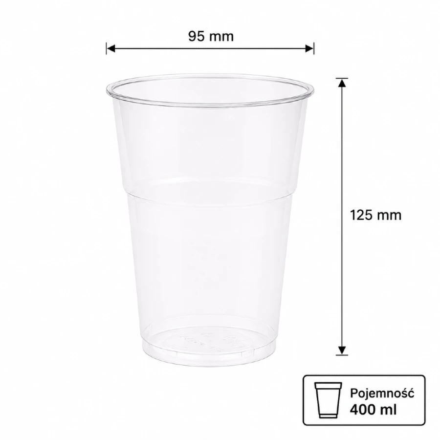 Kubek przezroczysty PET 400 ml fi 95 mm - 50 sztuk
