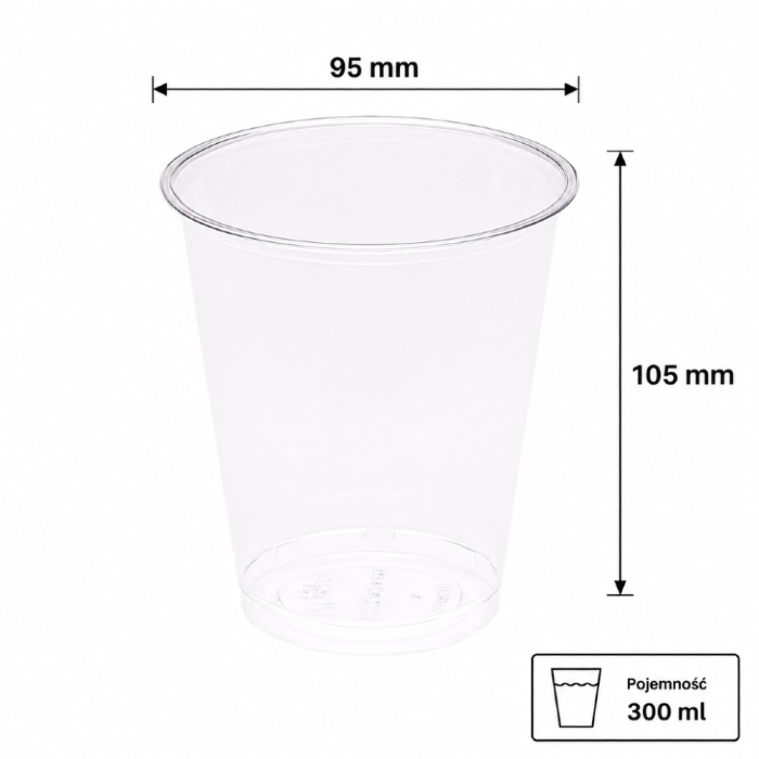 Kubek przezroczysty PET 300 ml fi 95 mm - 50 sztuk