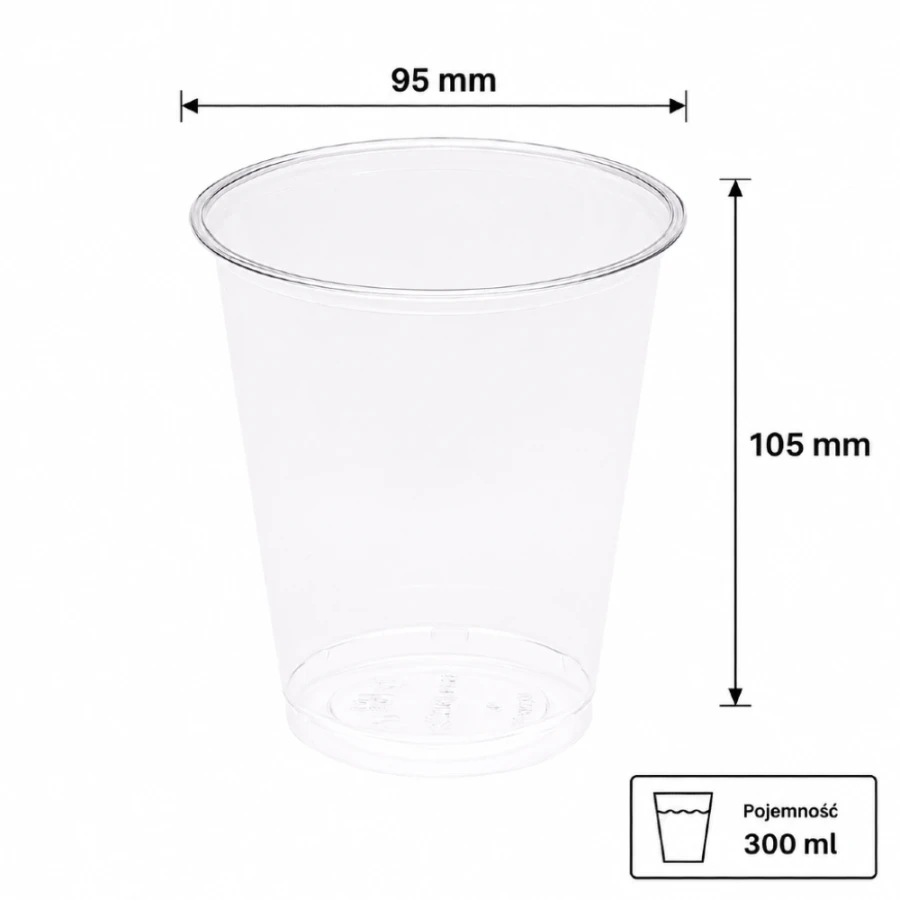 Kubek przezroczysty PET 300 ml fi 95 mm - 50 sztuk