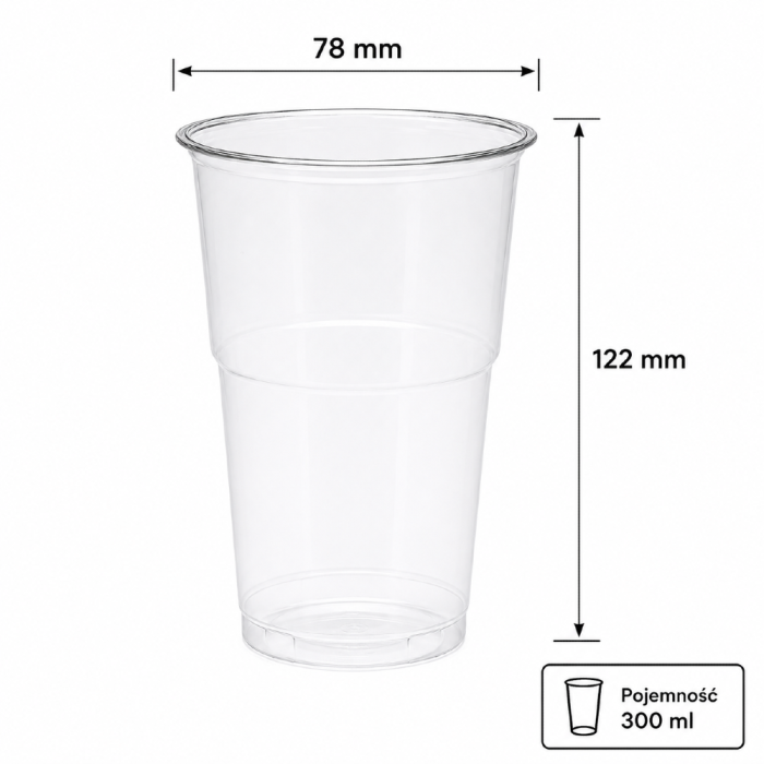 Kubek przezroczysty PET 300 ml fi 78 mm - 50 sztuk