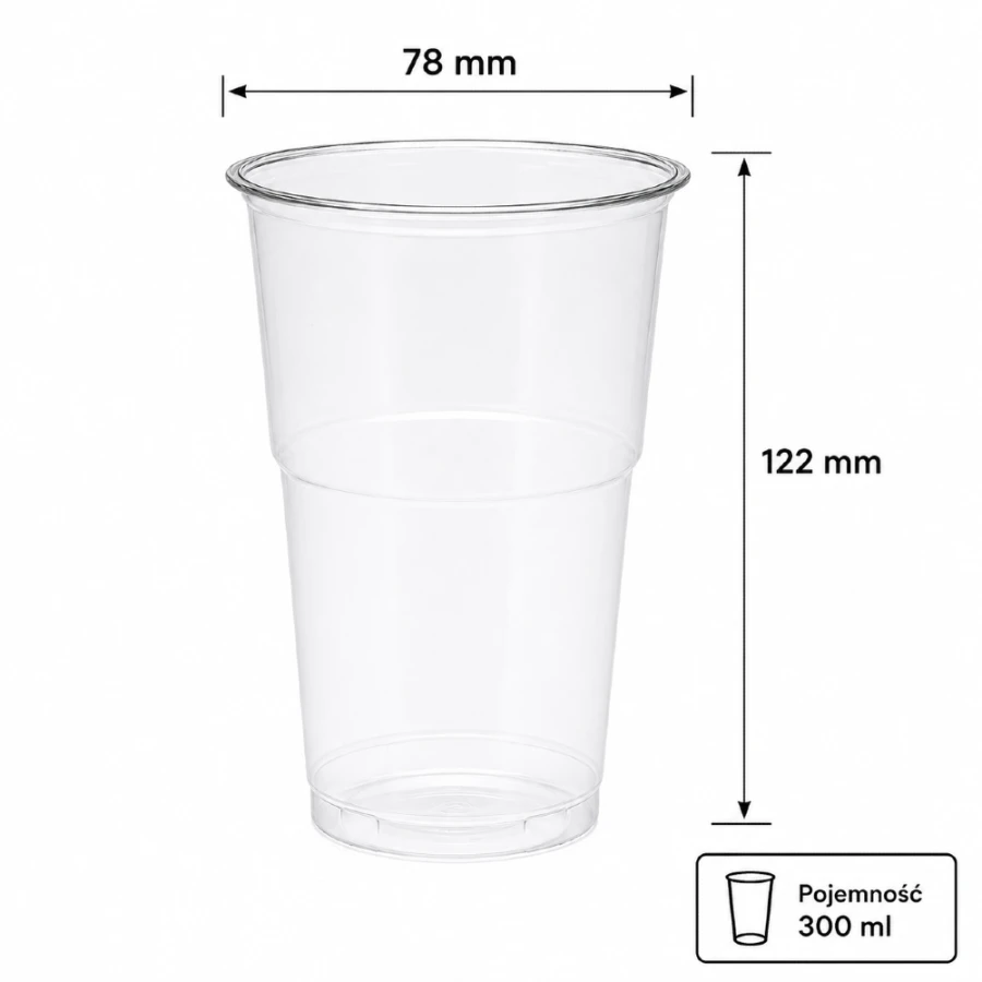 Kubek przezroczysty PET 300 ml fi 78 mm - 50 sztuk