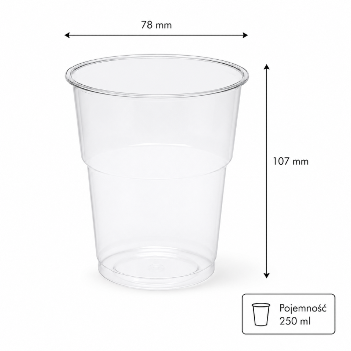 Kubek przezroczysty PET 250 ml fi 78 mm - 50 sztuk