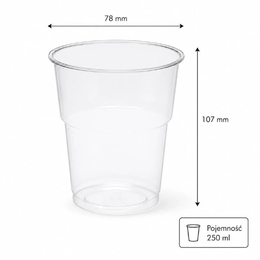 Kubek przezroczysty PET 250 ml fi 78 mm - 50 sztuk