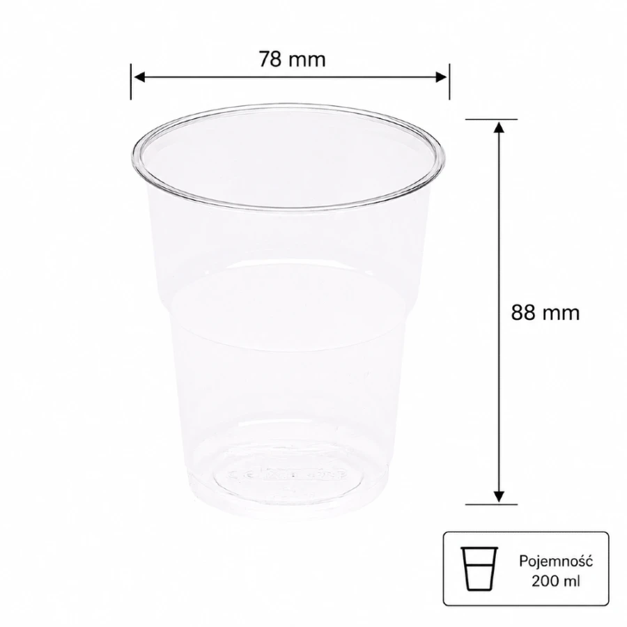 Kubek przezroczysty PET 200 ml fi 78 mm - 50 sztuk