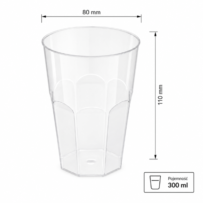 Kubek krystaliczny PS 300 ml, fi 80 mm, szklanka koktajlowa - 30 szt.