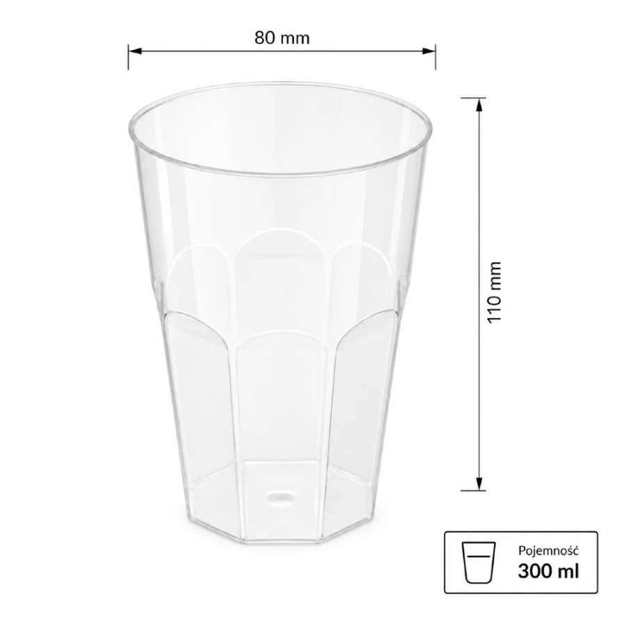 Kubek krystaliczny PS 300 ml, fi 80 mm, szklanka koktajlowa - 30 szt.