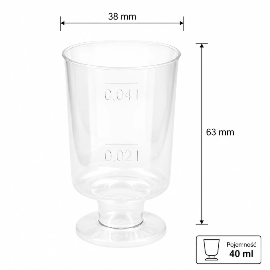 Kieliszek na nóżce PS 40 ml, fi 38 mm - 20 szt.