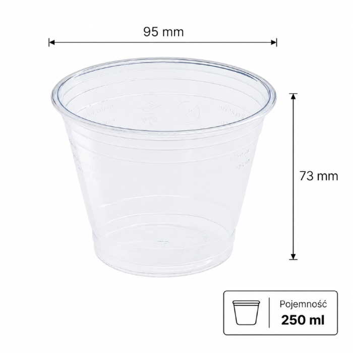 Kubek krystaliczny rPET 250 ml, fi 95mm - 50 szt.