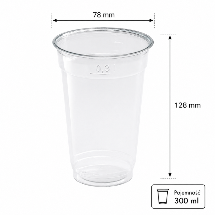 Kubek krystaliczny rPET 300 ml, fi 78mm - 50 szt.