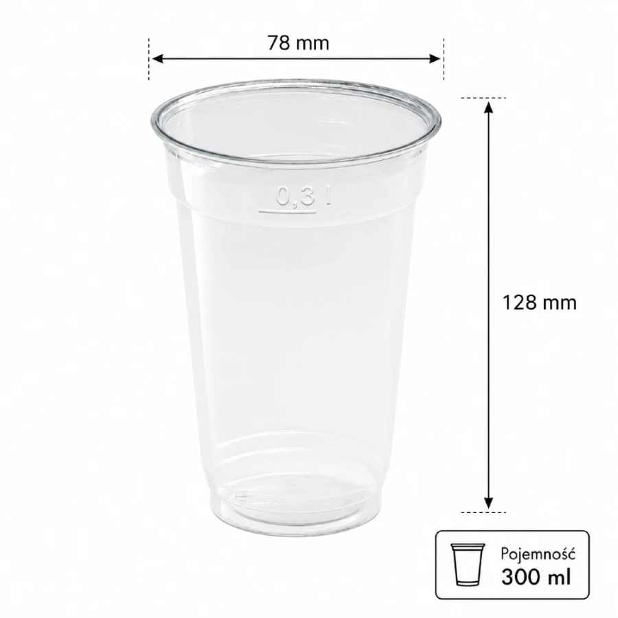 Kubek krystaliczny rPET 300 ml, fi 78mm - 50 szt.